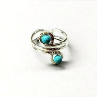 Sterling Silver Turquoise Adjustable Wire Wrap Finger Toe Ring - Ring/Toe Ring - Alexa Martha Designs   