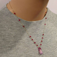 Lavender Jade Drop Gemstone Wire Wrapped 14KT Gold Filled Necklace - Necklaces - Alexa Martha Designs   