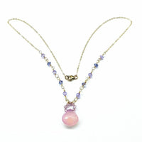 Purple Chalcedony Drop 14 KT Gold Filled Gemstone Collier Necklace - Necklaces - Alexa Martha Designs   