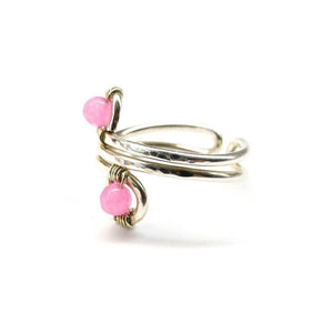 Wire wrapped Sterling Silver Pink Jade Adjustable Finger Toe Ring - Ring/Toe Ring - Alexa Martha Designs   