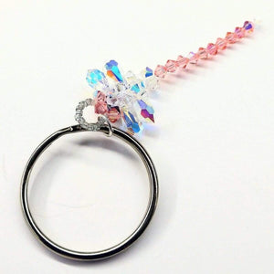 Swarovski Crystal Rose Peach Dragonfly - Key Chain - Alexa Martha Designs   