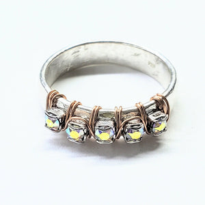 Rose Gold Filled Wire Wrapped Silver Super Sparkly Crystal Bling Ring - Rings - Alexa Martha Designs   