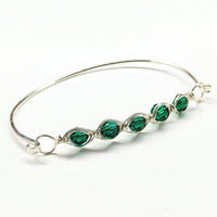 Larger Oval Shaped Swarovski Crystal Bar Bangle Bracelet Bracelet/Bangle Alexa Martha Designs Emerald 