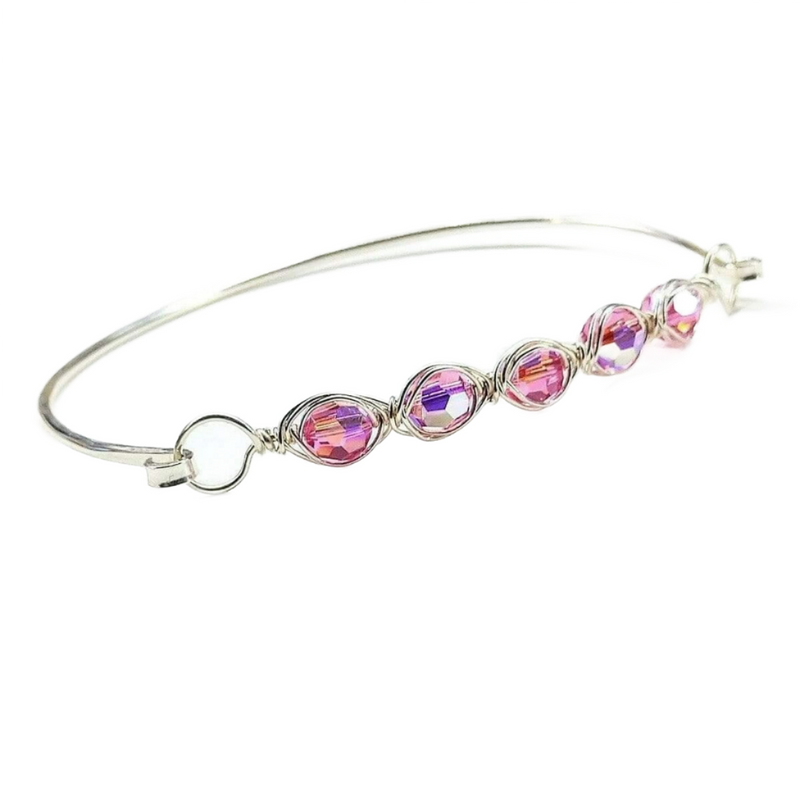 Alexa Martha Designs Silver Swarovski Crystal Bar Bangle Bracelet