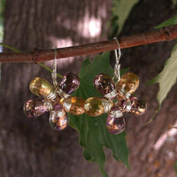 Purple and Yellow Flower Sterling Silver Earrings - Earrings - Alexa Martha Designs   