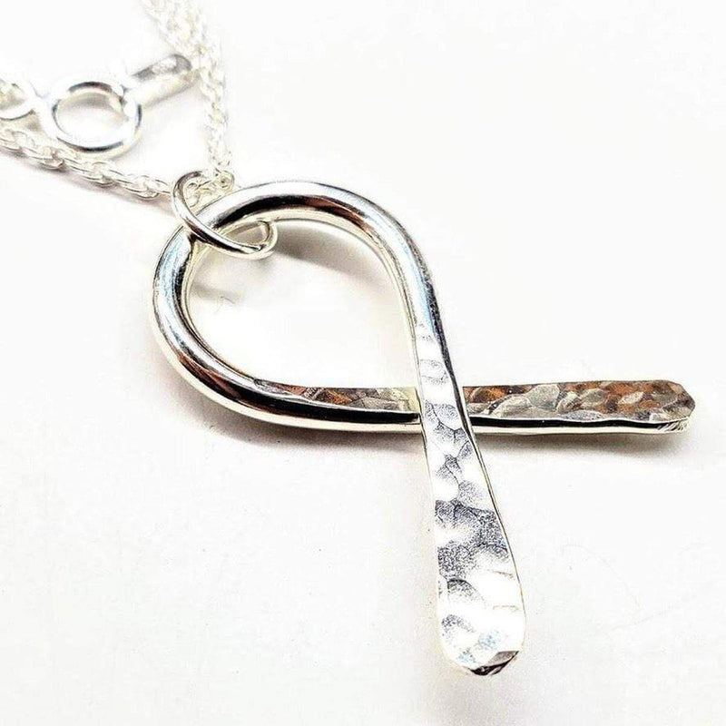 Sterling Silver Awareness Ribbon Necklace - Necklace - Alexa Martha Designs   