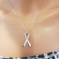 Sterling Silver Awareness Ribbon Necklace - Necklace - Alexa Martha Designs   