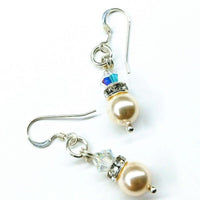 Silver Swarovski Crystal Pearl Stack Earrings in Various Colors - Earrings - Alexa Martha Designs   