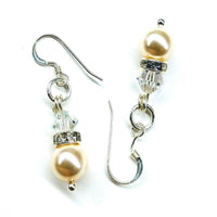 Silver Swarovski Crystal Pearl Stack Earrings in Various Colors - Earrings - Alexa Martha Designs   