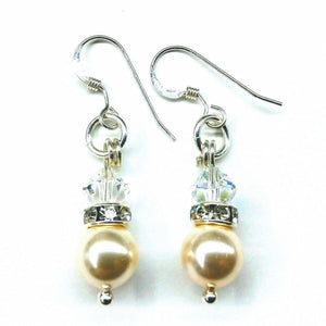 Silver Swarovski Crystal Pearl Stack Earrings in Various Colors - Earrings - Alexa Martha Designs   