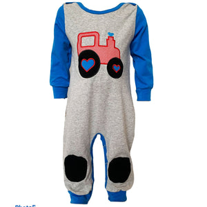 AnnLoren Boy's Jumpsuits & Rompers AnnLoren Baby Toddler Boys Long Sleeve Truck Romper Blue and Grey