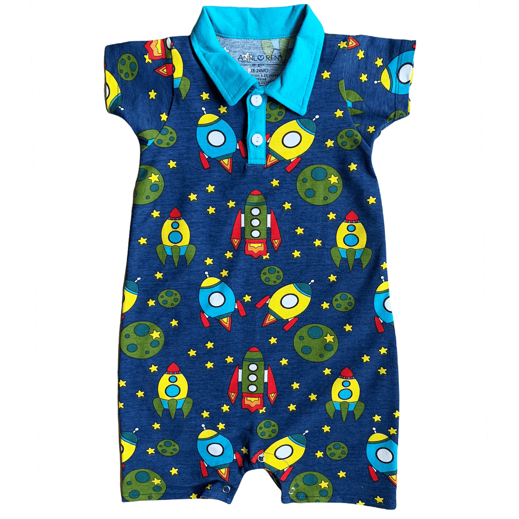 AnnLoren Boy's Jumpsuits & Rompers AnnLoren Spaceship short sleeve Collar Baby/Toddler Boys Romper