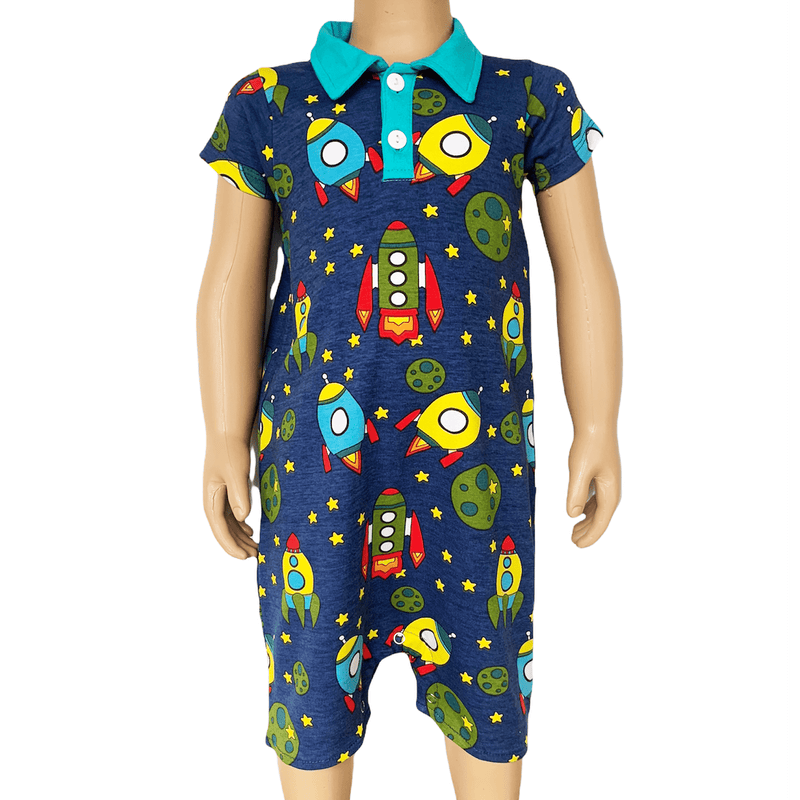 AnnLoren Boy's Jumpsuits & Rompers AnnLoren Spaceship short sleeve Collar Baby/Toddler Boys Romper
