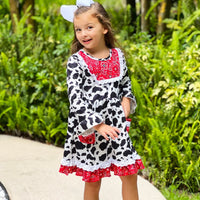 AnnLoren Girl's Dress AL Limited Girls Boutique Cowgirl Cow print Lace Bandana Rodeo Party Dress