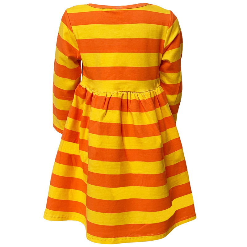 AnnLoren Girl's Dress AnnLoren Girls Boutique Black Cat Orange Striped Halloween Dress
