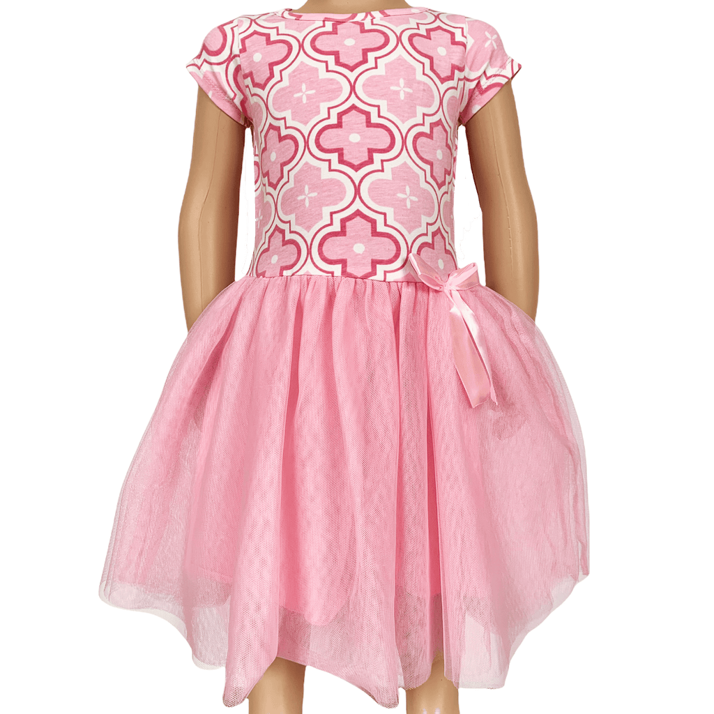 AnnLoren Girl's Dress AnnLoren Girls Dress Pink Tulle & Pink Arabesque Easter Party Dress