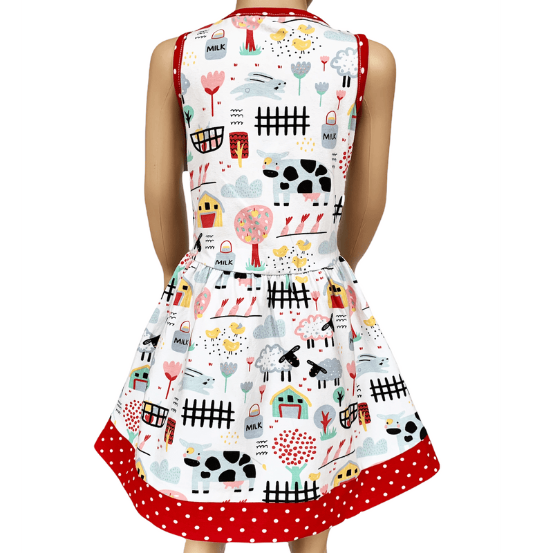 AnnLoren Girl's Dress AnnLoren Little & Big Girls Farm Animal Sleeveless Cotton Swing Dress