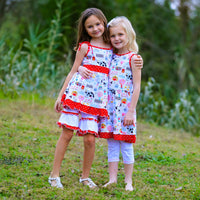 AnnLoren Girl's Dress AnnLoren Little & Big Girls Farm Animal Sleeveless Cotton Swing Dress