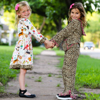 AnnLoren Girl's Dress AnnLoren Little & Big Girls Long Sleeve Boutique Forest Friends Fall Dress