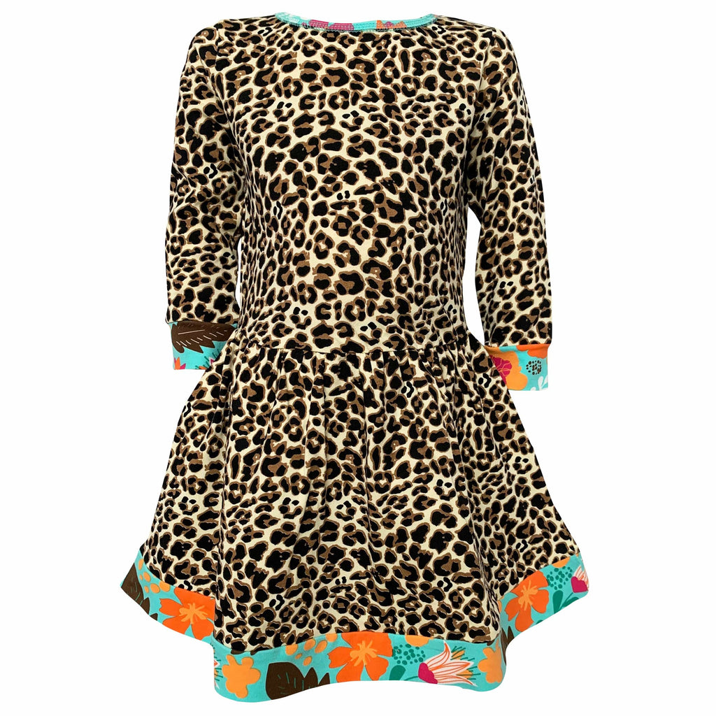 AnnLoren Girl's Dress AnnLoren Little & Big Girls Long Sleeve Leopard Rose Fall Floral Dress Boutique Sizes 2/3T - 9/10