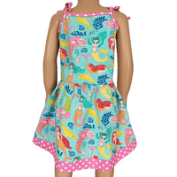 AnnLoren Girl's Dress AnnLoren Little Big Girls Mermaid Sea Creatures Dress Cotton Knit Sleeveless Spaghetti Straps Clothes