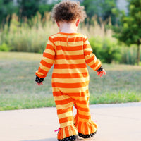 AnnLoren Girl's Jumpsuit & Rompers AnnLoren Baby Girls Halloween Sweet Black Cat Orange Cotton Romper