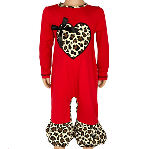 AnnLoren Girl's Jumpsuit & Rompers AnnLoren Baby Girls Leopard Valentines Holiday Heart Romper Outfit One Piece