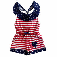 AnnLoren Girl's Jumpsuits & Rompers 11-12 Yrs AnnLoren Little Big Girls Jumpsuit STARS & STRIPES 4th of July Heart Summer One Pc Boutique Clothing Sizes 2/3T - 11/12