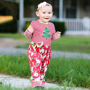 AnnLoren Girl's Jumpsuits & Rompers AnnLoren Baby Girls Merry Christmas Tree Holiday Floral Toddler Romper sz 6M-24M