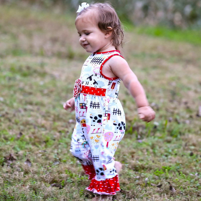 AnnLoren Girl's Jumpsuits & Rompers AnnLoren Baby/Toddler Girls Boutique Fun Farm Animal Romper