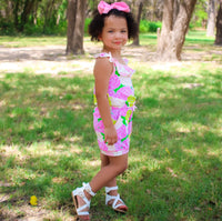 AnnLoren Girl's Jumpsuits & Rompers AnnLoren Big Little Girls Pink Bloom Floral Polka Dots Shorts Jumpsuit Summer One Piece Outfit