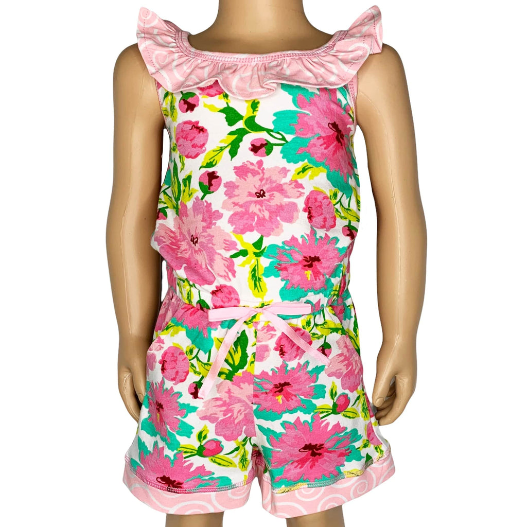 AnnLoren Girl's Jumpsuits & Rompers AnnLoren Little & Big Girls Jumpsuit Shabby Chic Floral Spring Summer Romper