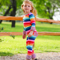 AnnLoren Girl's Leggings AnnLoren Little & Big Girls Boutique Rainbow Ruffle Butt Leggings