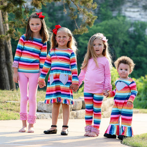 AnnLoren Girl's Leggings AnnLoren Little & Big Girls Boutique Rainbow Ruffle Butt Leggings