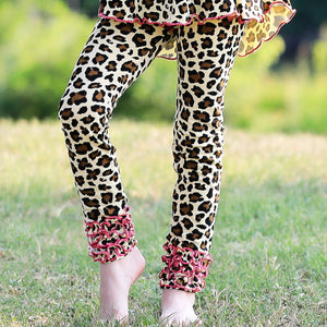 AnnLoren Girl's Leggins AnnLoren Baby Toddler Big Girls Boutique Leopard Ruffle Butt Leggings