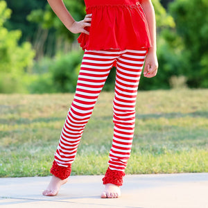 AnnLoren Girl's Leggins AnnLoren Baby Toddler Big Girls Boutique Red Ruffle Leggings Set sz 6M-2/3T
