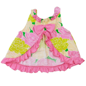 AnnLoren Girl's Shirt 12-24 Mo AnnLoren Baby/Toddler Girls Open Back Swing Tank Top with Bow Floral Design