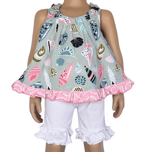 AnnLoren Girl's Shirt AnnLoren Baby and Big Girls Seashell Swing Tank Top Spring Summer Separates