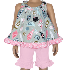 AnnLoren Girl's Shirt AnnLoren Baby and Big Girls Seashell Swing Tank Top Spring Summer Separates