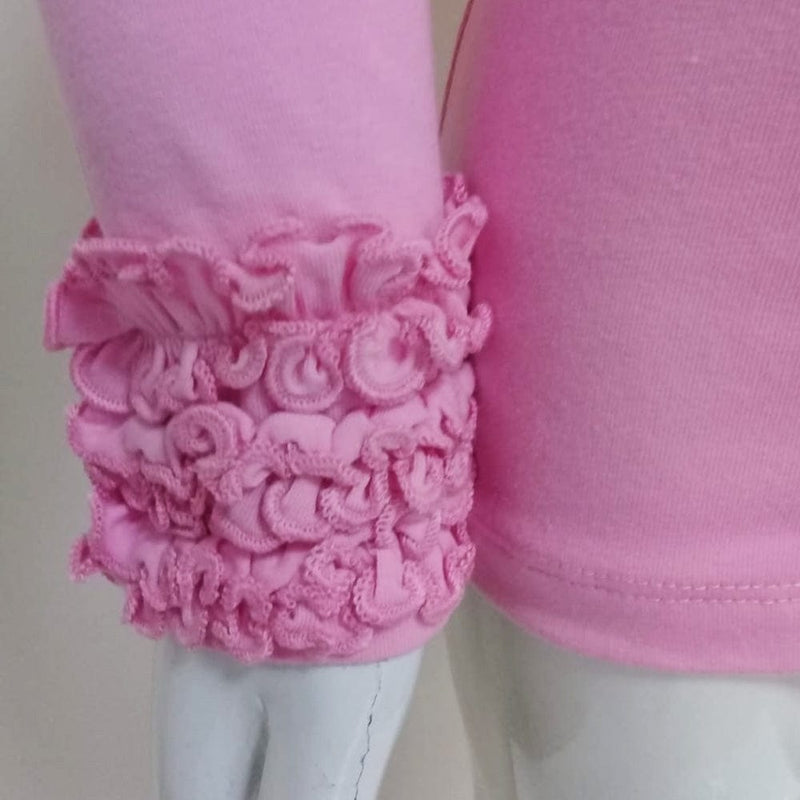 AnnLoren Girl's Shirt AnnLoren Baby Big Girls Boutique Long Sleeve Dark Pink Ruffle Layering T-shirt