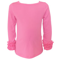 AnnLoren Girl's Shirt AnnLoren Baby Big Girls Boutique Long Sleeve Dark Pink Ruffle Layering T-shirt
