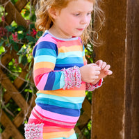 AnnLoren Girl's Shirt AnnLoren Baby Big Girls Boutique Long Sleeve Rainbow Ruffle Layering T-shirt
