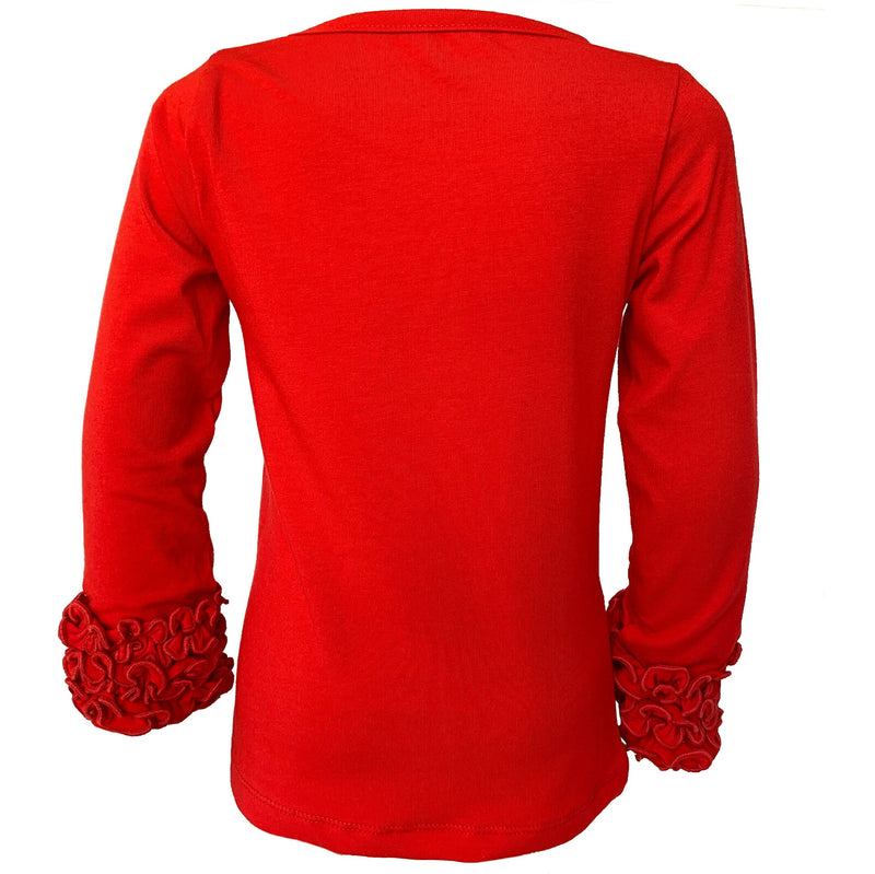 AnnLoren Girl's Shirt AnnLoren Baby Big Girls Boutique Long Sleeve Red Ruffle Layering T-shirt Tee Shirt Soft Cotton Undershirt sz 2/3T-7/8
