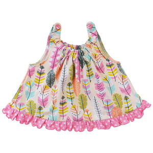 AnnLoren Girl's Shirt AnnLoren Baby/Toddler Girls Open Back Swing Tank Top with Bow Feather Design