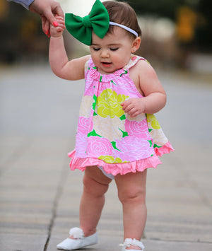 AnnLoren Girl's Shirt AnnLoren Baby/Toddler Girls Open Back Swing Tank Top with Bow Floral Design