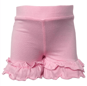 AnnLoren Girl's Shorts AnnLoren Girls Boutique Light Pink Cotton Knit Stretch Ruffle Shorts (4/5T-6/6X)