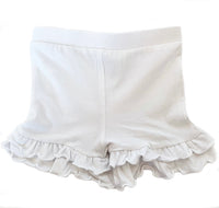 AnnLoren Girl's Shorts AnnLoren Girls White Knit Ruffle Shorts 4/5T-7/8