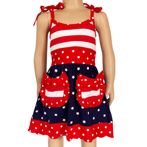 AnnLoren Girls Standard Sets AL Limited Girls 4th of July Patriotic Red White and Blue Dress