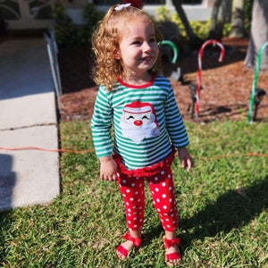 AnnLoren Girls Standard Sets AL Limited Girls Christmas Holiday Santa Tunic Polka dot Pants Party Outfit