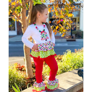 AnnLoren Girls Standard Sets AnnLoren Girls Boutique Polka Dot & Swirl Christmas Tree Clothing Set